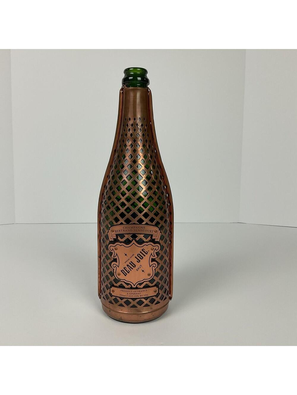 Champagne Bottle Beau Joie Brut Copper Lattice Empty Green Glass Bar Decoration